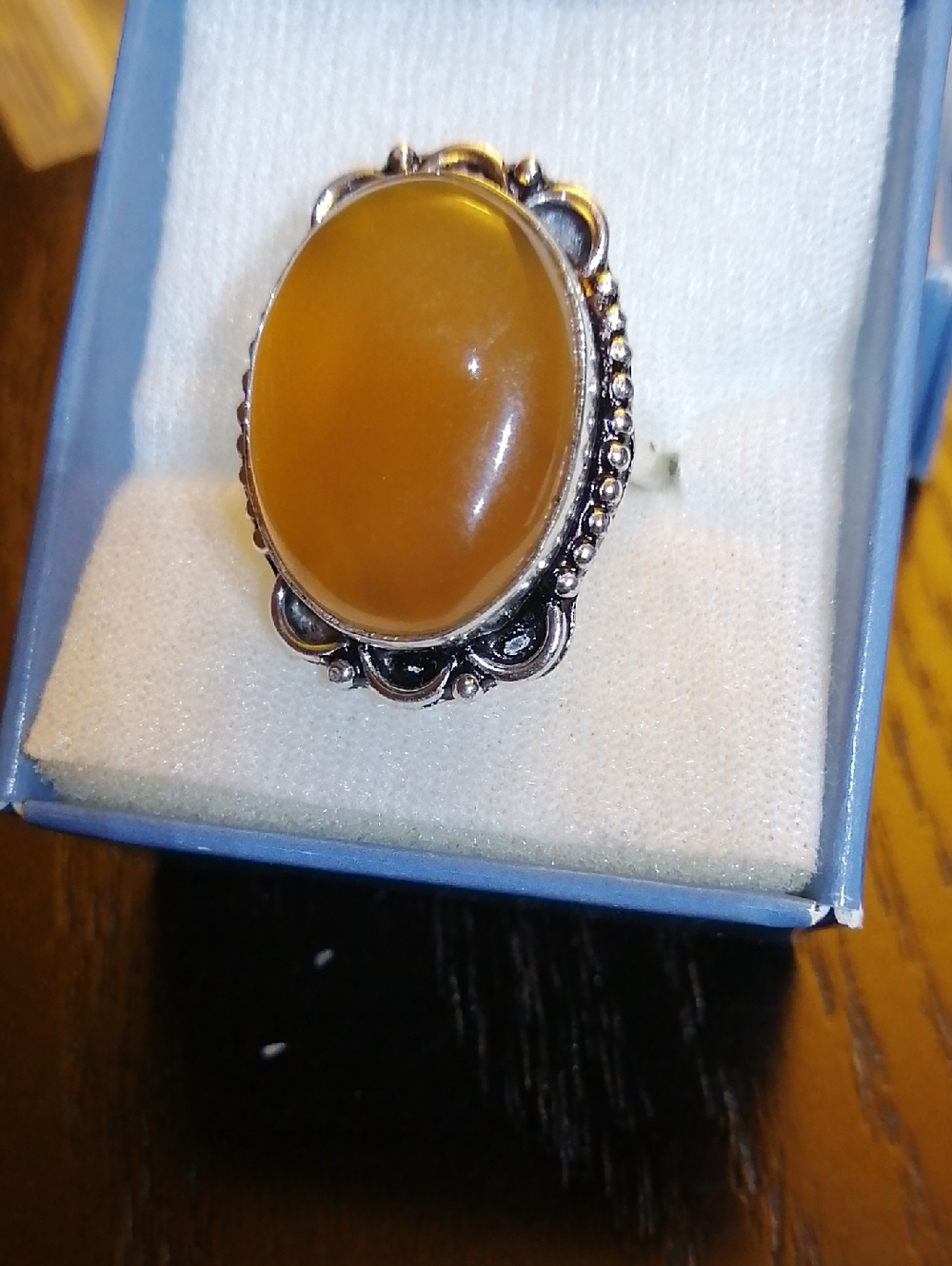 Carnelian Silver Plated Statement Ring Size 8